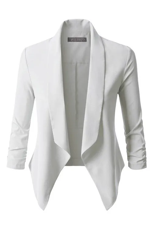 Lightweight Ruched 3/4 Sleeve Blazer