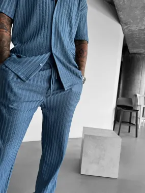 Loose Fit Structured Trousers - Coronet Blue