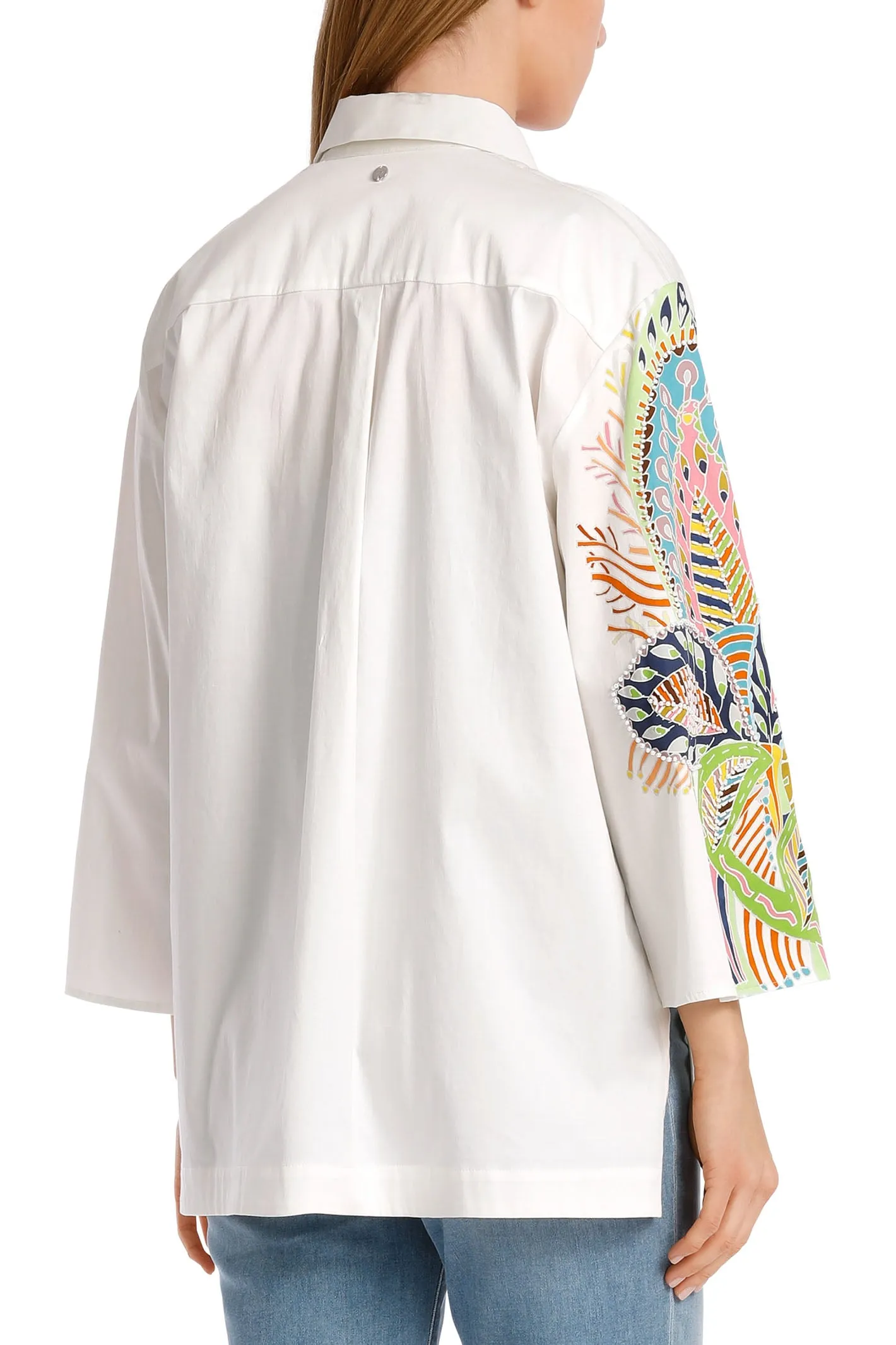 Marc Cain Collections WC 51.32 W64 100 White Tropical Print Cotton Shirt