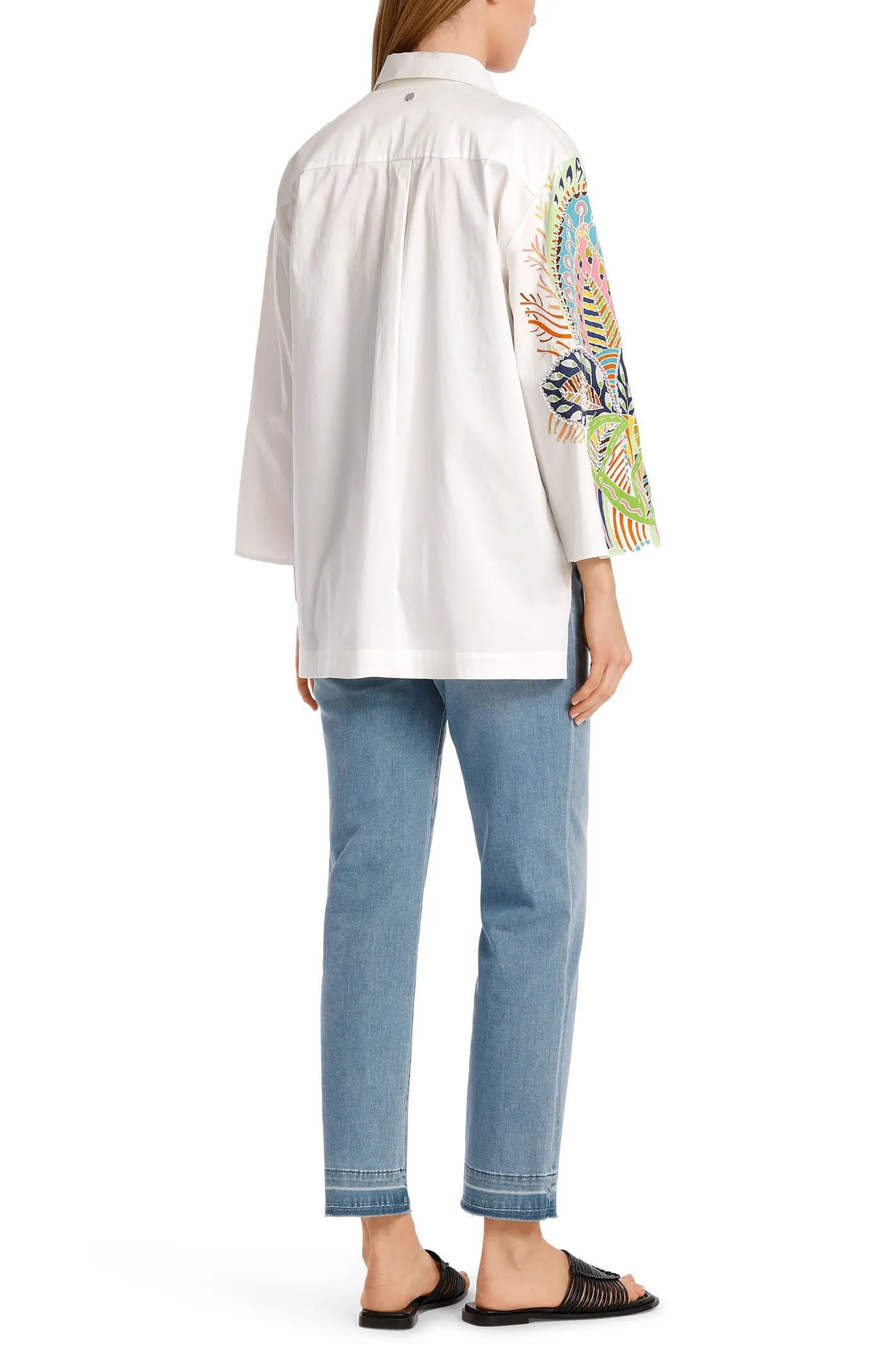 Marc Cain Collections WC 51.32 W64 100 White Tropical Print Cotton Shirt
