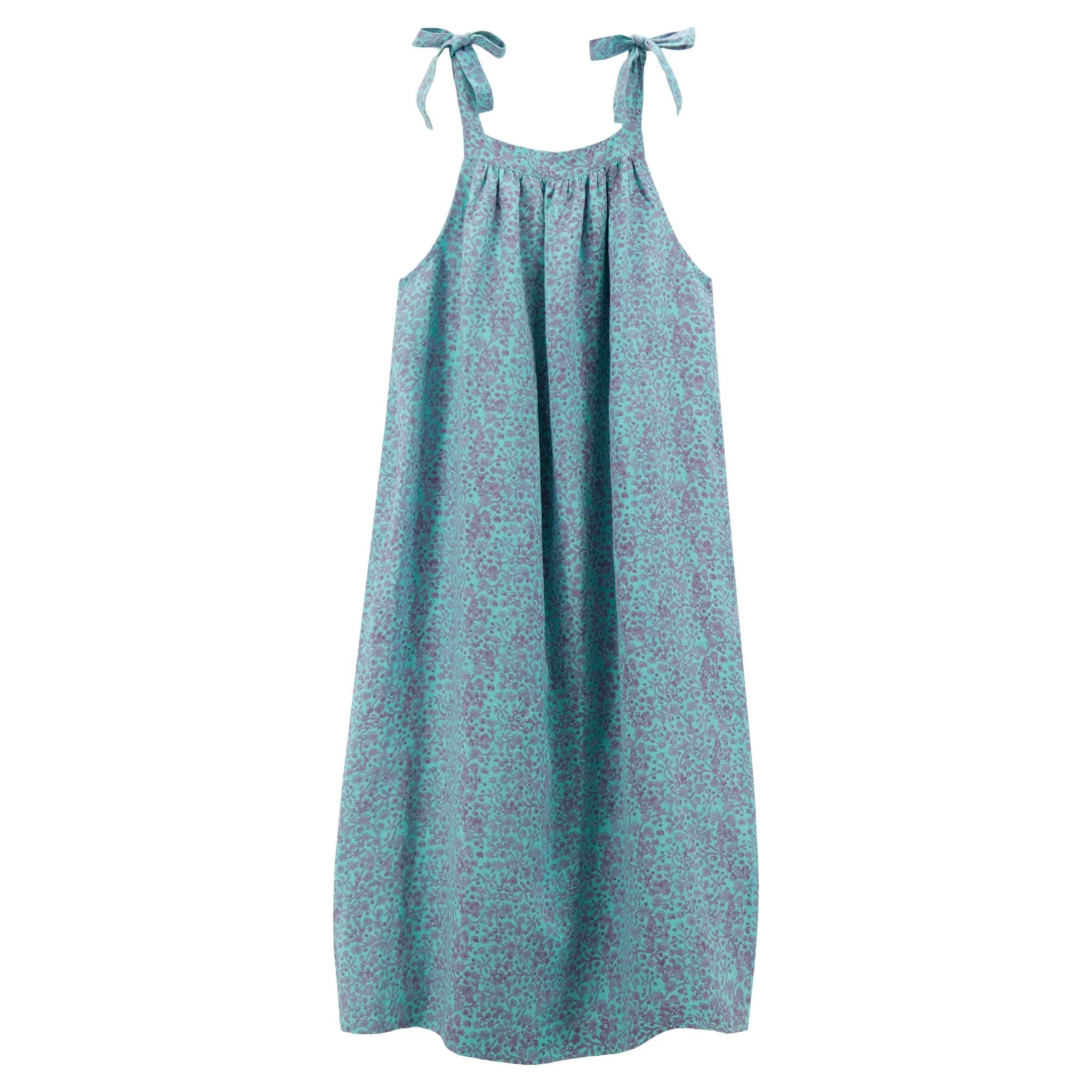 Maxi Mimi Linen Sun Dress in Aqua Melody