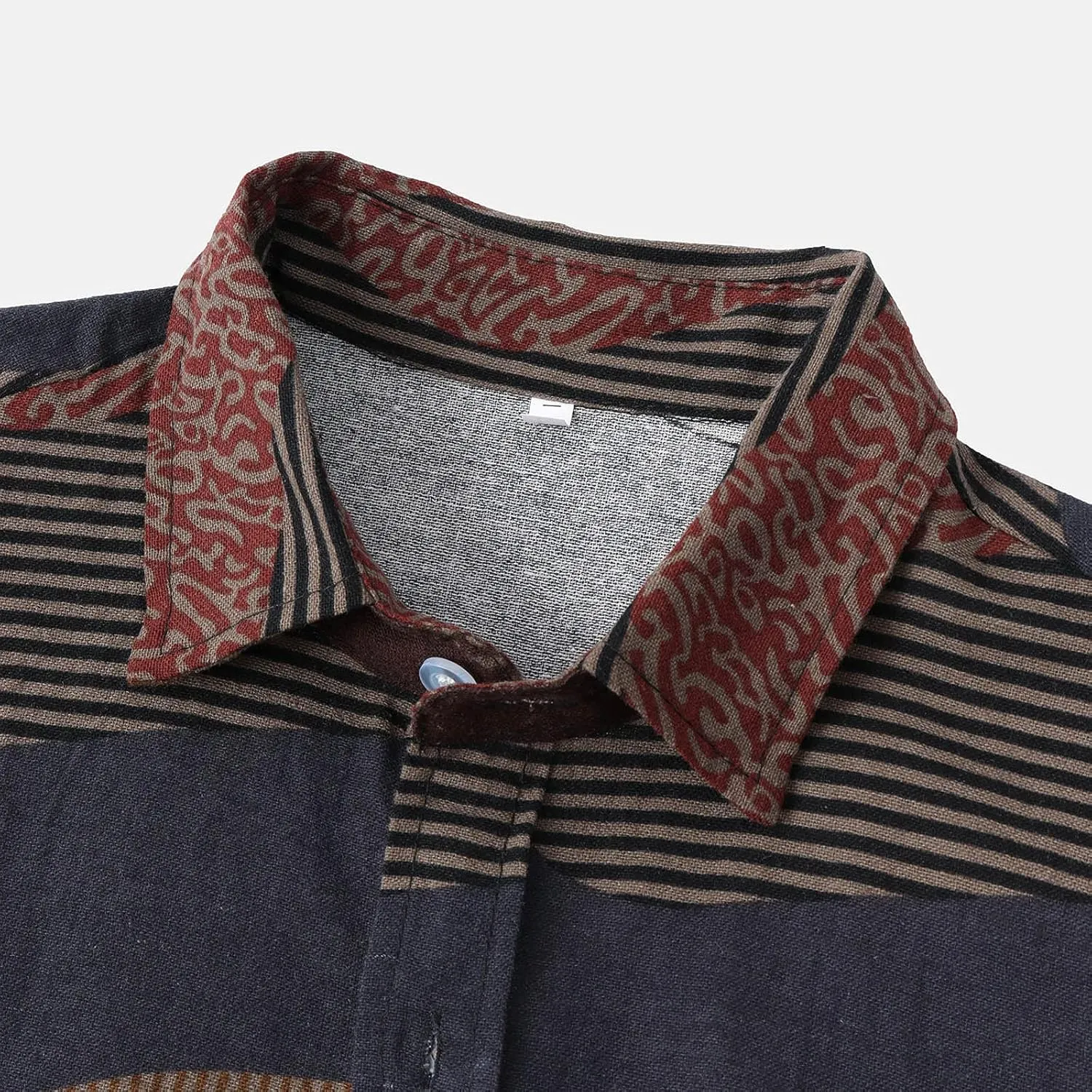 Mens Cotton Linen Casual Button Down Shirts Short Sleeve Vintage Ethnic Striped Summer T Shirts for Men Stylish Hawaiian Tees