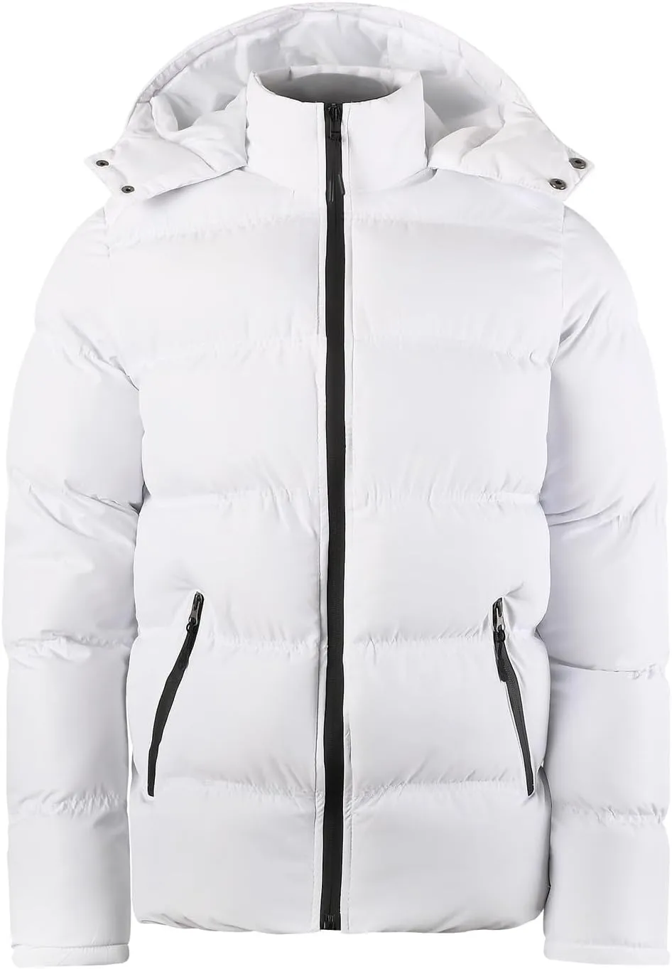 Men's Hooded Winter Coat Warm Puffer Jacket Thicken Cotton Coat with Hood Full Zip Up Quilted Lightweight Down Jackets