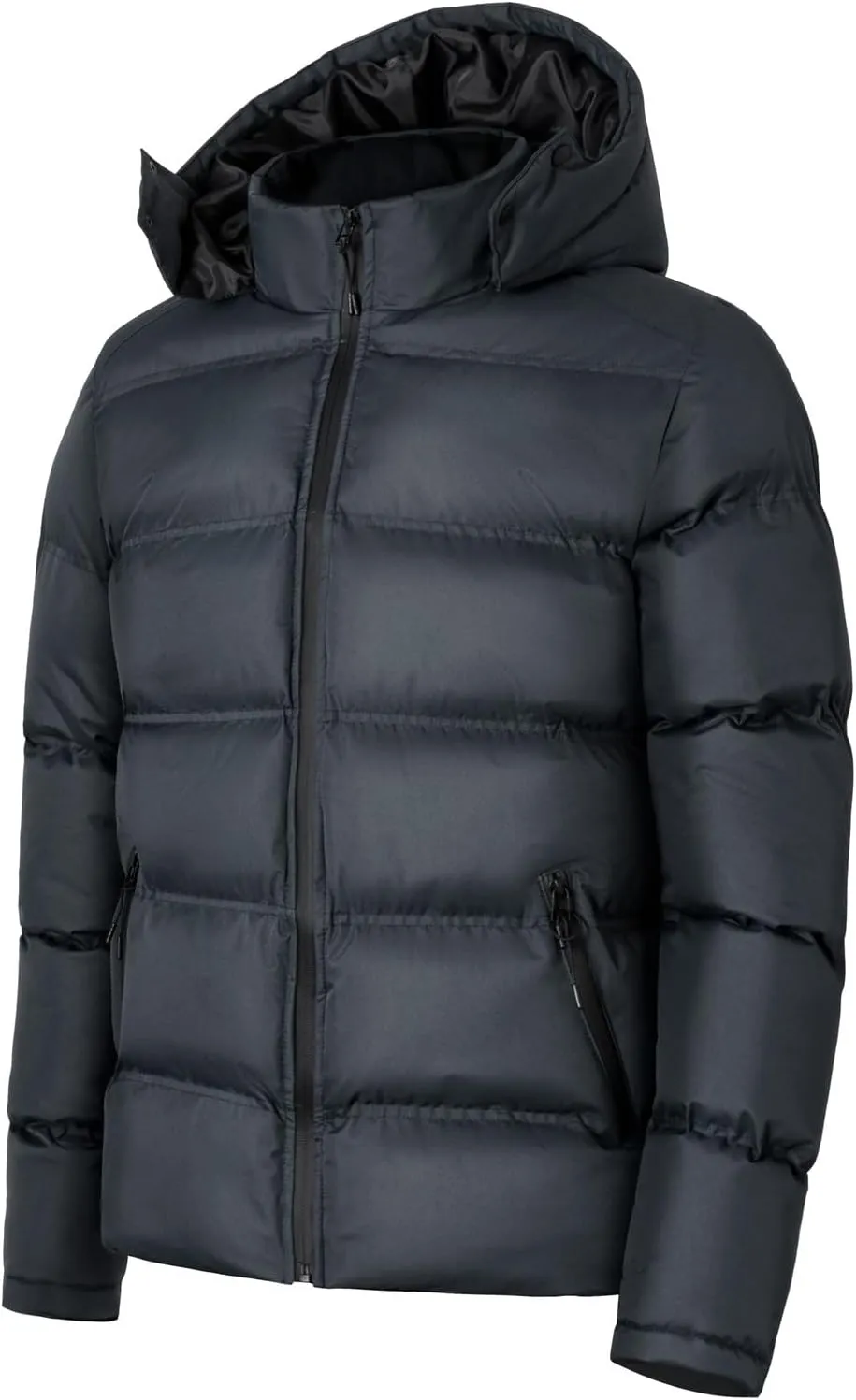 Men's Hooded Winter Coat Warm Puffer Jacket Thicken Cotton Coat with Hood Full Zip Up Quilted Lightweight Down Jackets