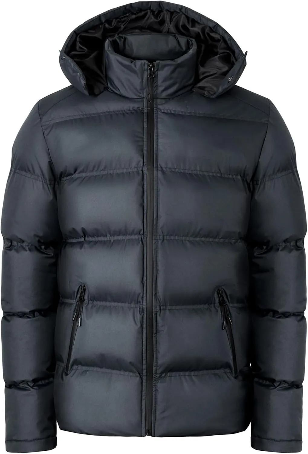 Men's Hooded Winter Coat Warm Puffer Jacket Thicken Cotton Coat with Hood Full Zip Up Quilted Lightweight Down Jackets