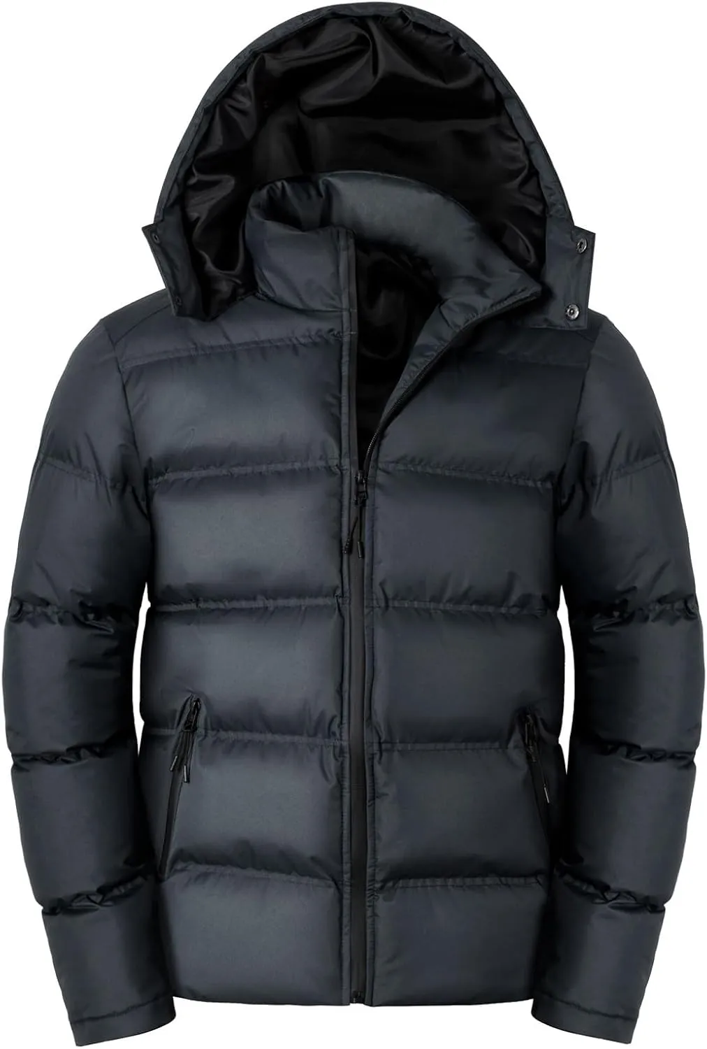 Men's Hooded Winter Coat Warm Puffer Jacket Thicken Cotton Coat with Hood Full Zip Up Quilted Lightweight Down Jackets