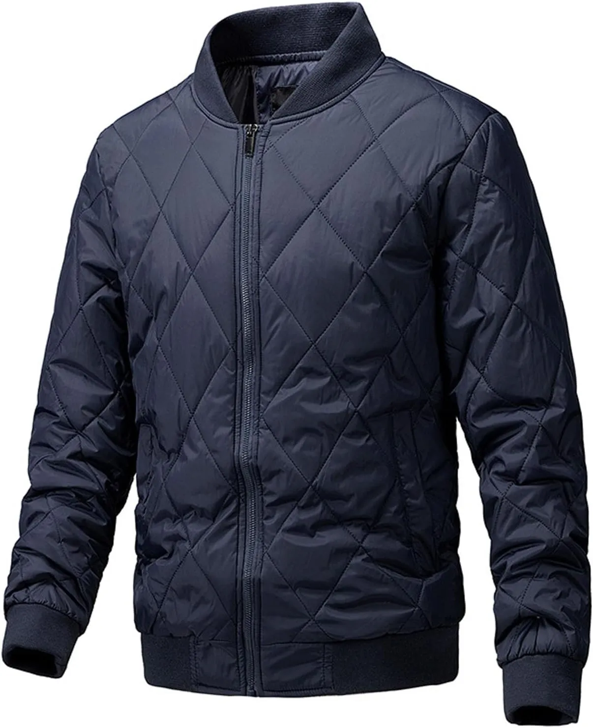 Men's Packable Down Jacket, Puffer Jacket Lightweight Warm Cotton Coat for Hiking Travel, Full Zip Up Thicken Coats