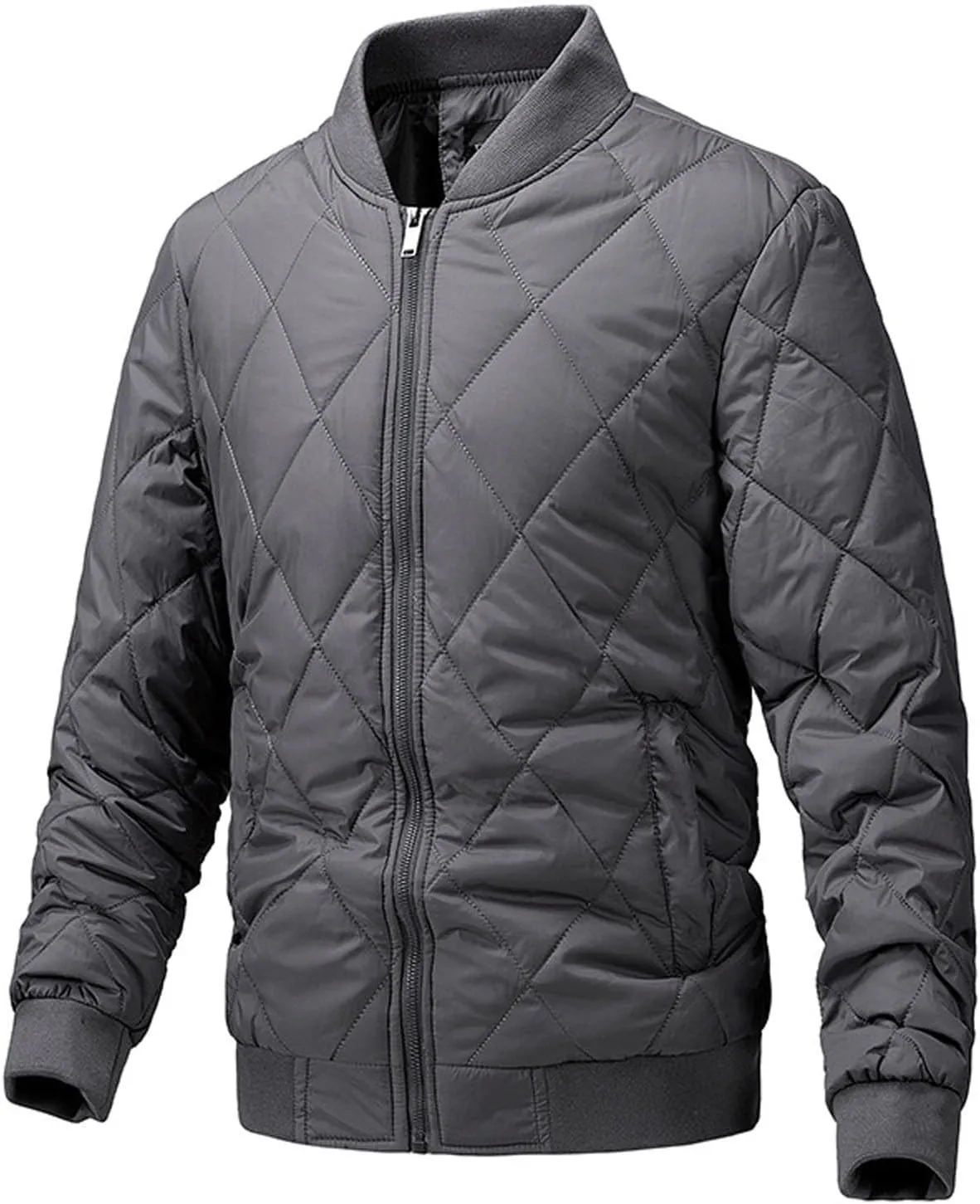 Men's Packable Down Jacket, Puffer Jacket Lightweight Warm Cotton Coat for Hiking Travel, Full Zip Up Thicken Coats
