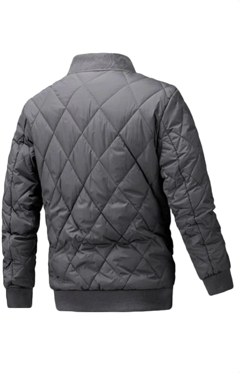 Men's Packable Down Jacket, Puffer Jacket Lightweight Warm Cotton Coat for Hiking Travel, Full Zip Up Thicken Coats