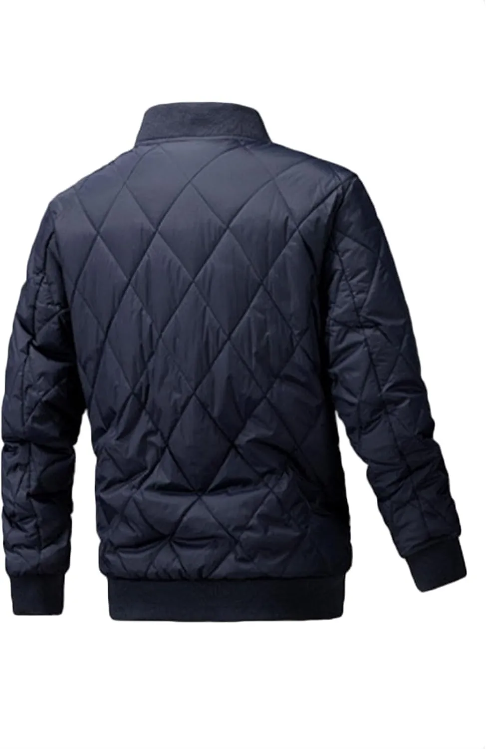 Men's Packable Down Jacket, Puffer Jacket Lightweight Warm Cotton Coat for Hiking Travel, Full Zip Up Thicken Coats