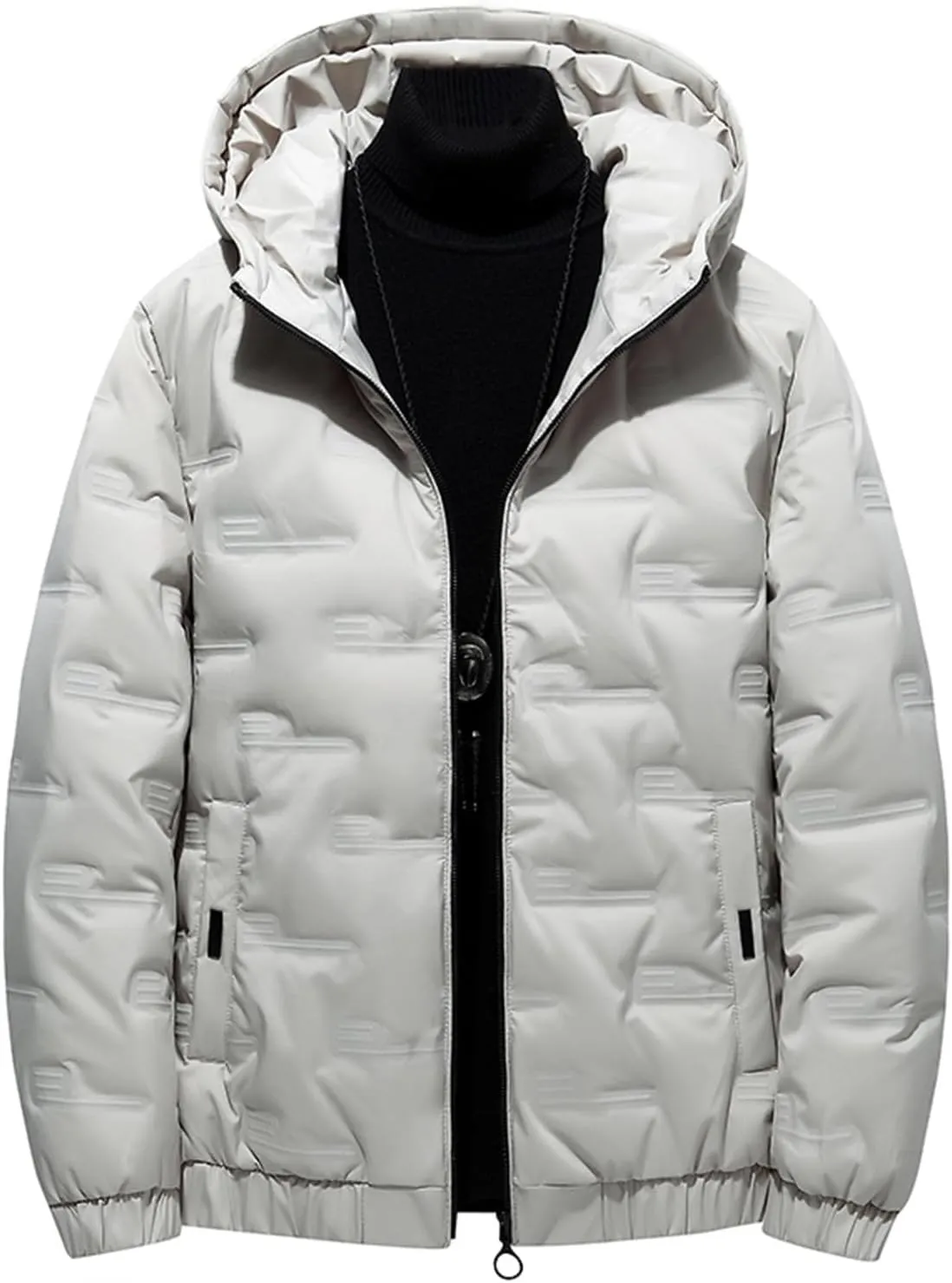 Men's Packable Lightweight Windproof Puffer Jacket Full Zip Up Quilted Winter Hooded Down Jackets Warm Padded Coat