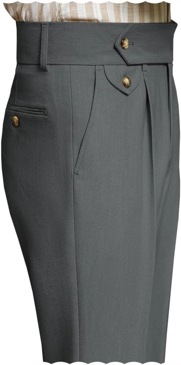 Men's Slim Fit Business Pants Flat Front Classic Fit Dress Pants Casual Straight Trousers