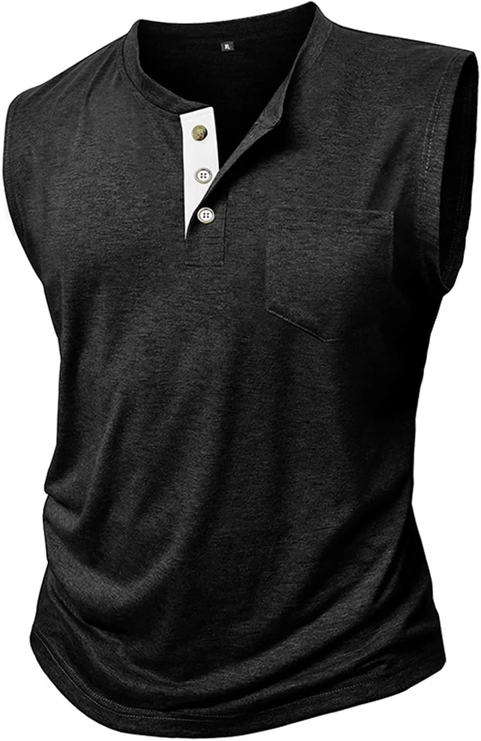 Mens Slim Fit Muscle Tank Tops Sleeveless Round Neck Workout Gym Big and Tall Button up Henley Shirt Casual Basic