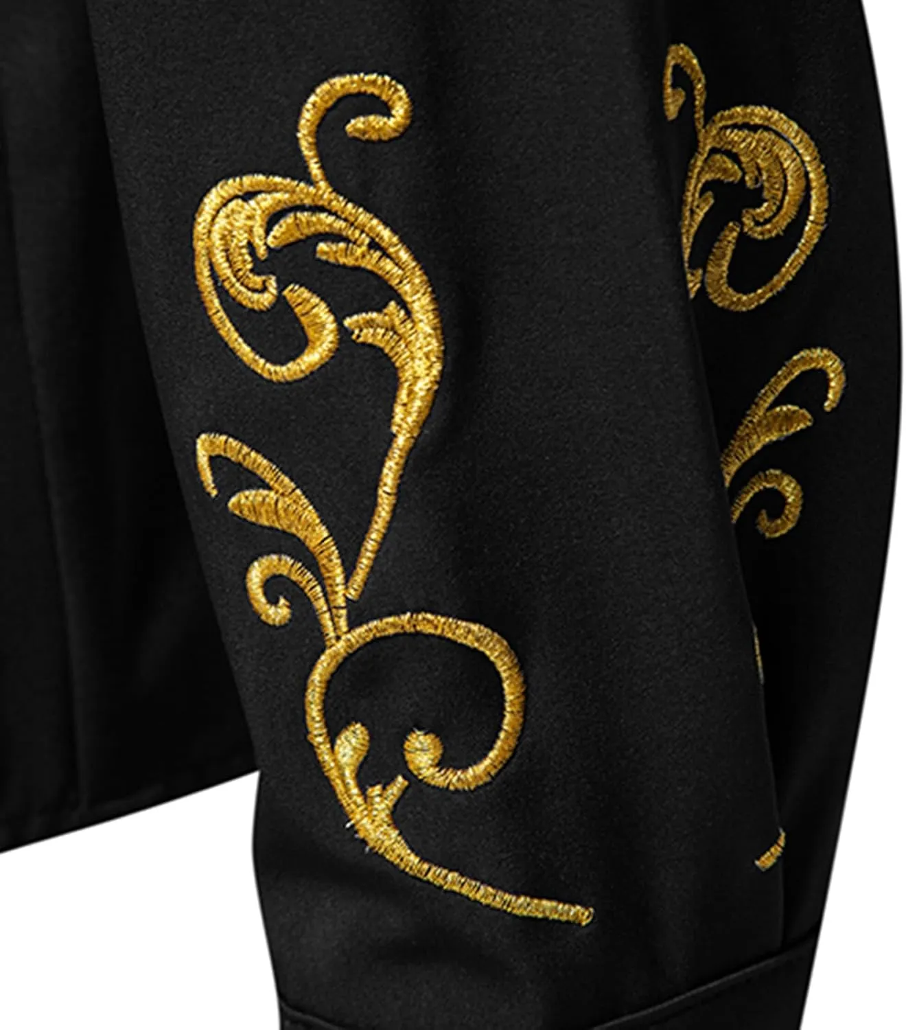 Mens Western Embroidered Shirts Long Sleeve Button Up Retro Dressy T-Shirt Flower Print Trendy Slim Blouse Top