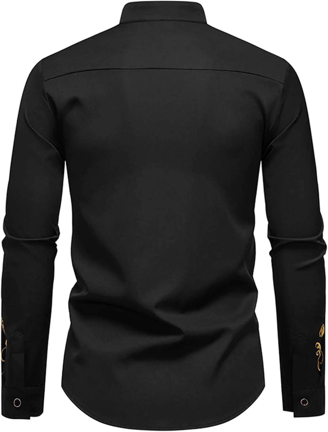 Mens Western Embroidered Shirts Long Sleeve Button Up Retro Dressy T-Shirt Flower Print Trendy Slim Blouse Top