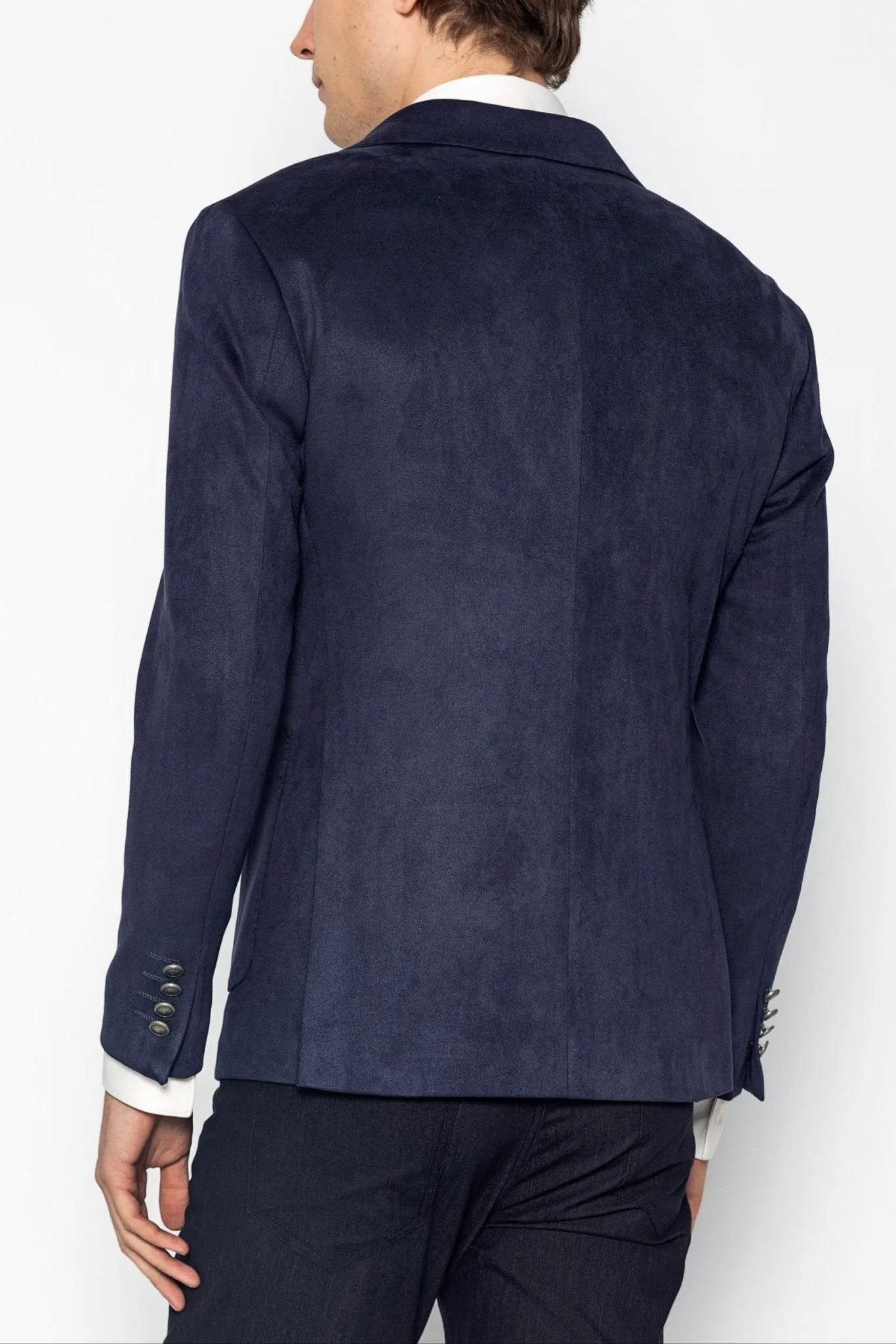 Microfiber Lightweight Notch Lapel Blazer - Navy