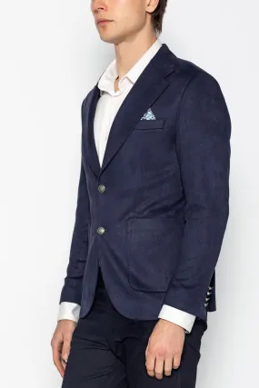 Microfiber Lightweight Notch Lapel Blazer - Navy