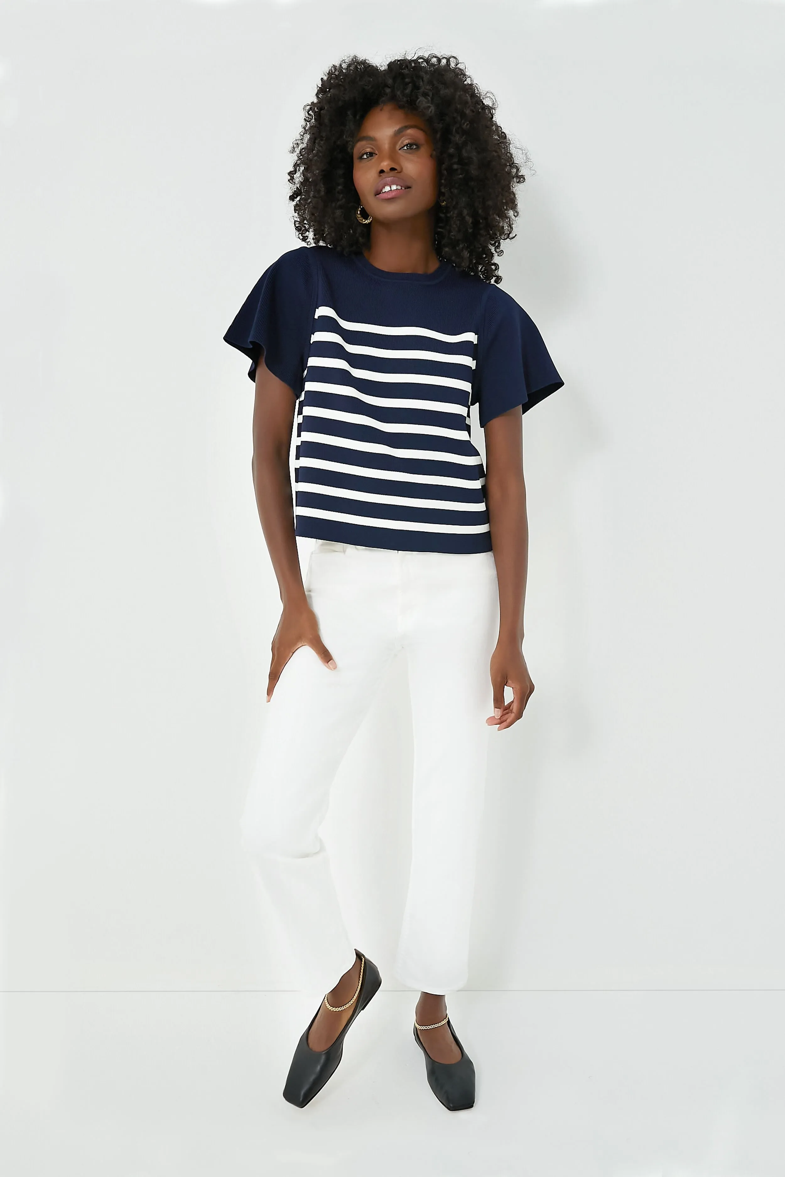 Navy and White Striped Knit Kirby Top