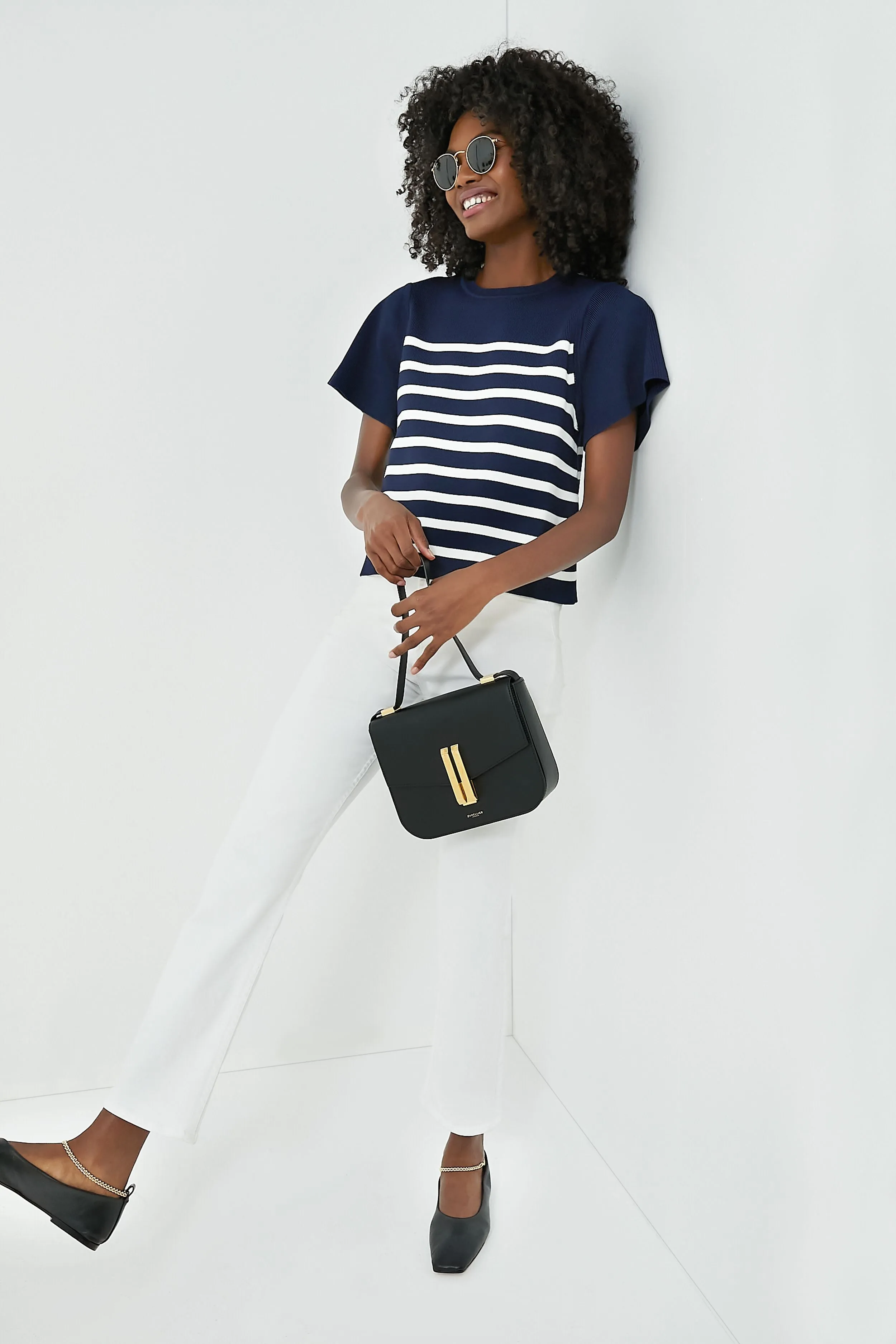 Navy and White Striped Knit Kirby Top