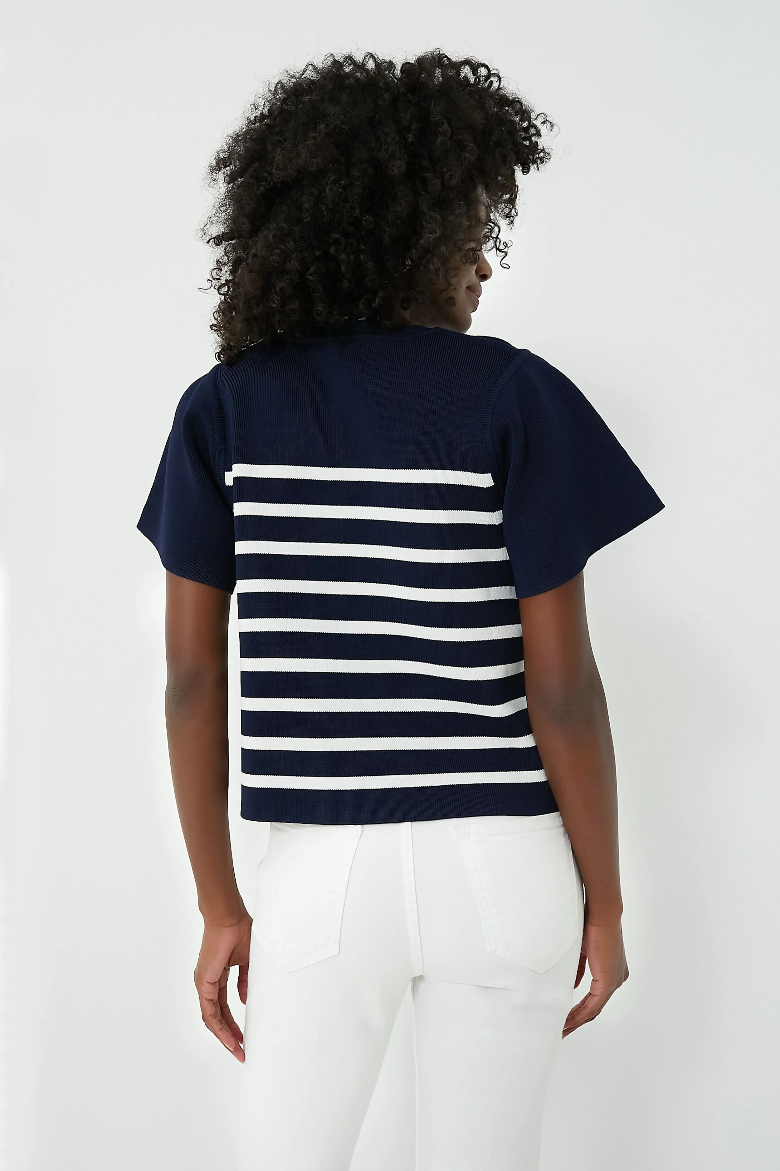 Navy and White Striped Knit Kirby Top