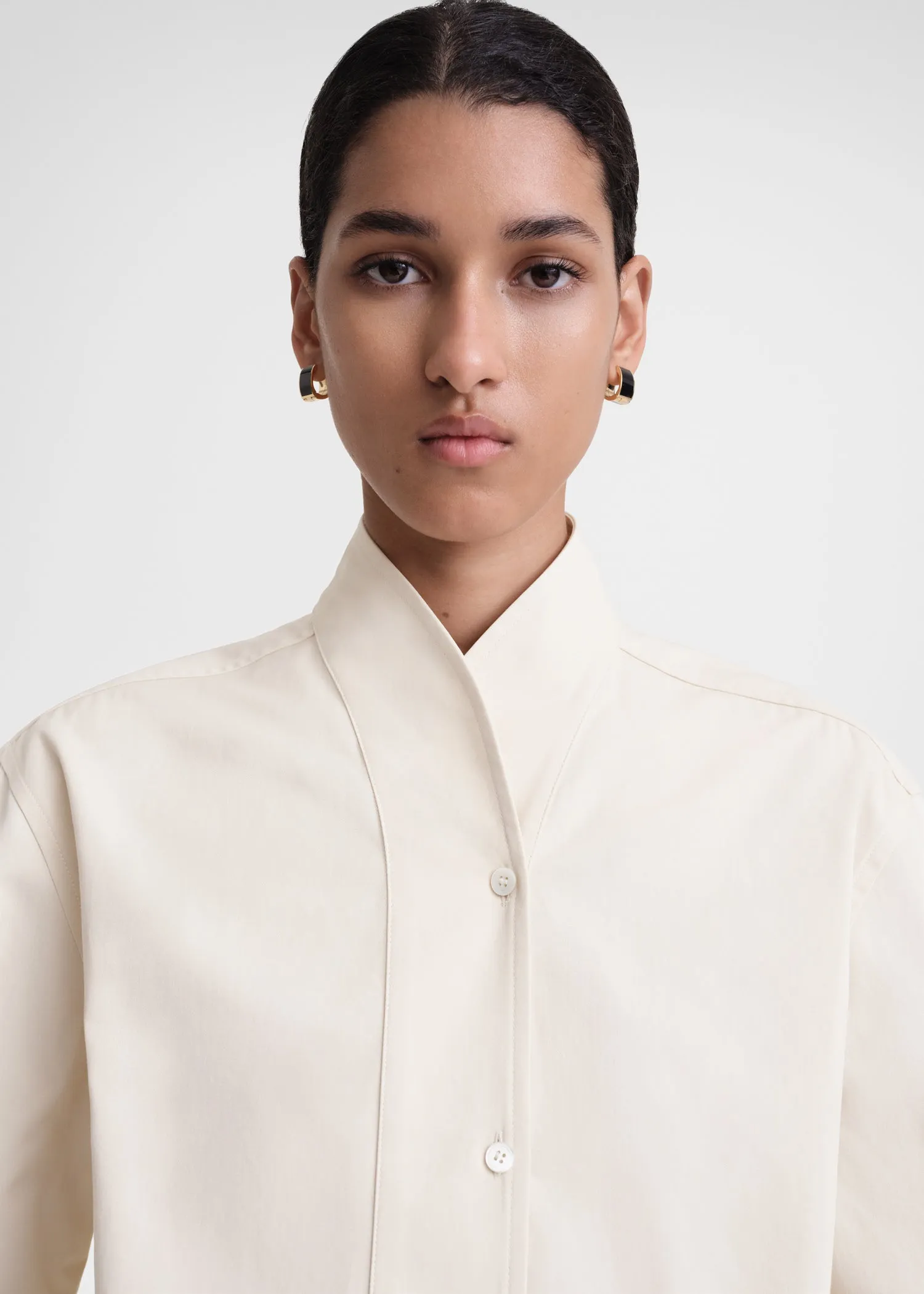 Overlay cotton shirt snow