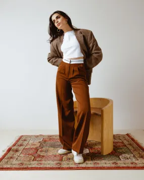 PANTS WITH TURN-DOWN WAIST RUSSET
