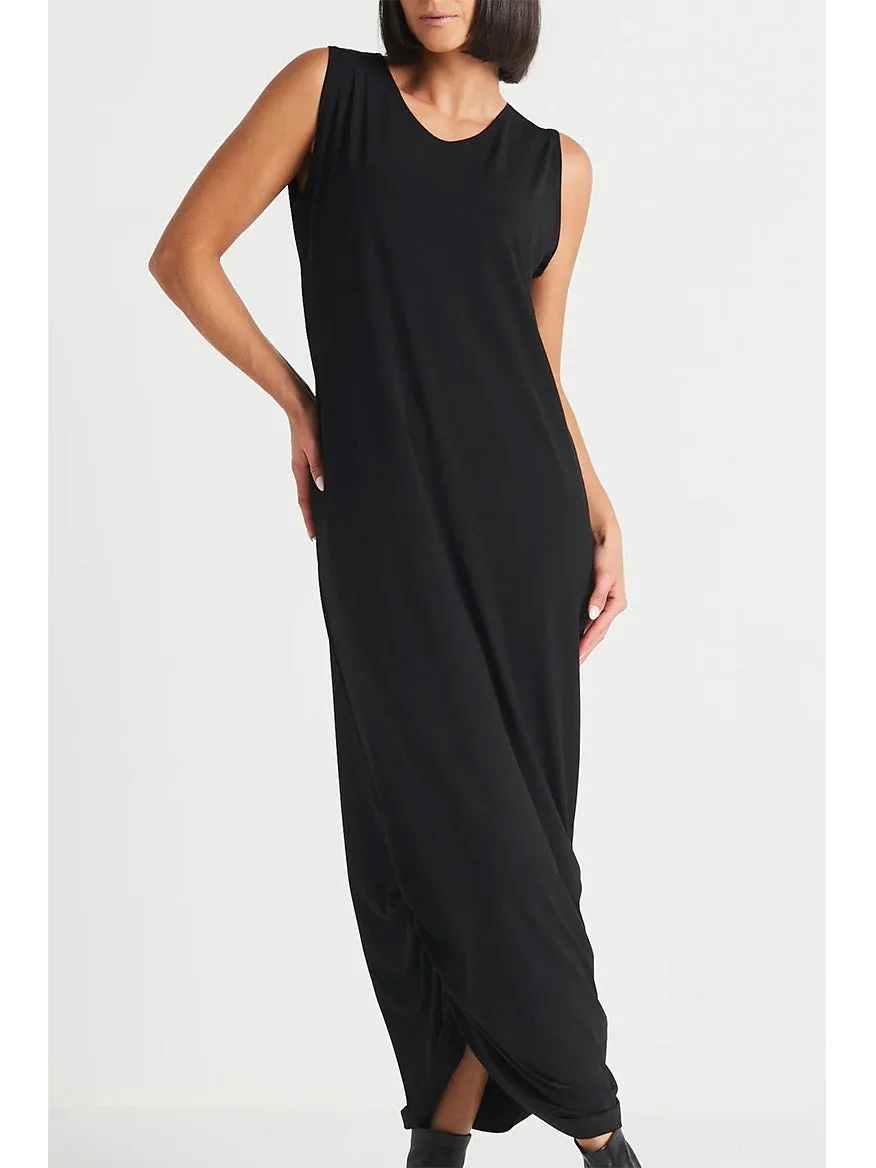 Planet by Lauren G Matte Jersey Ruched Tank Dress in Black