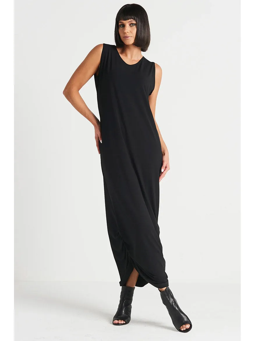 Planet by Lauren G Matte Jersey Ruched Tank Dress in Black