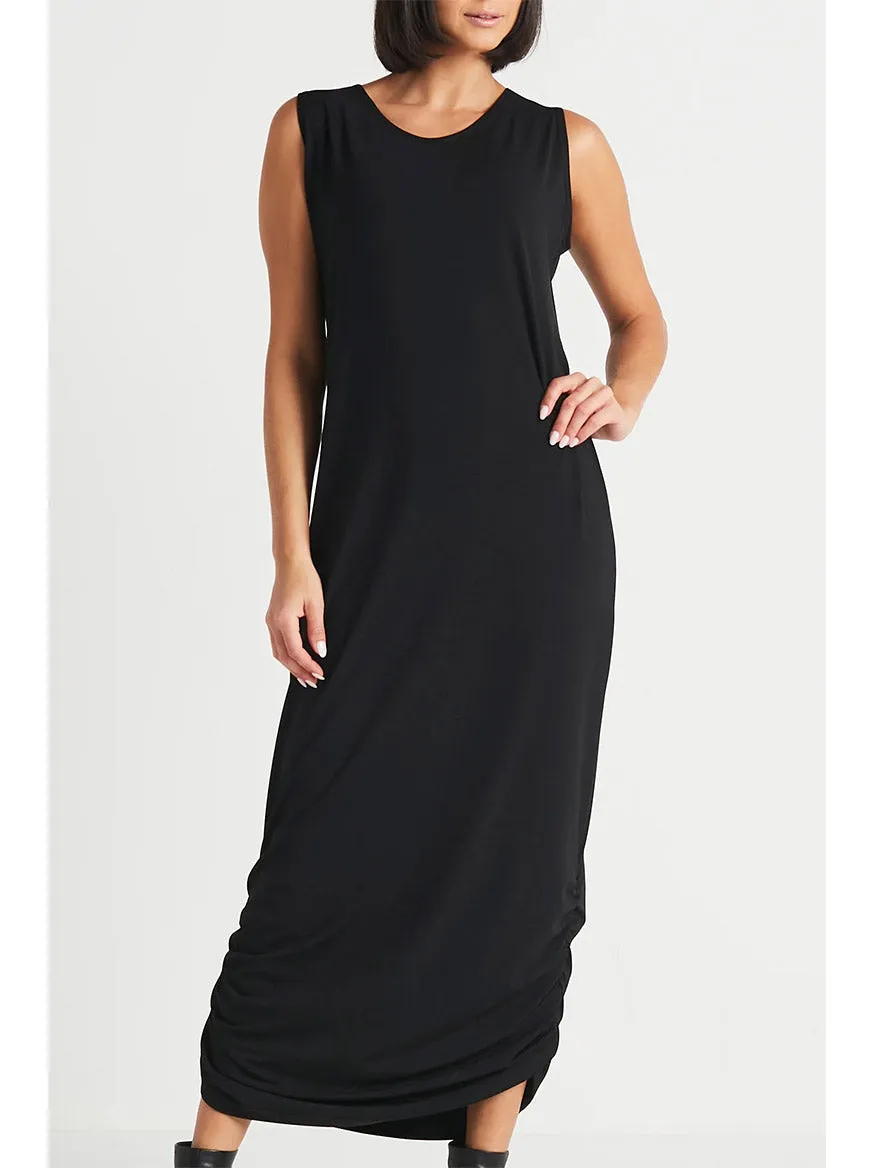 Planet by Lauren G Matte Jersey Ruched Tank Dress in Black