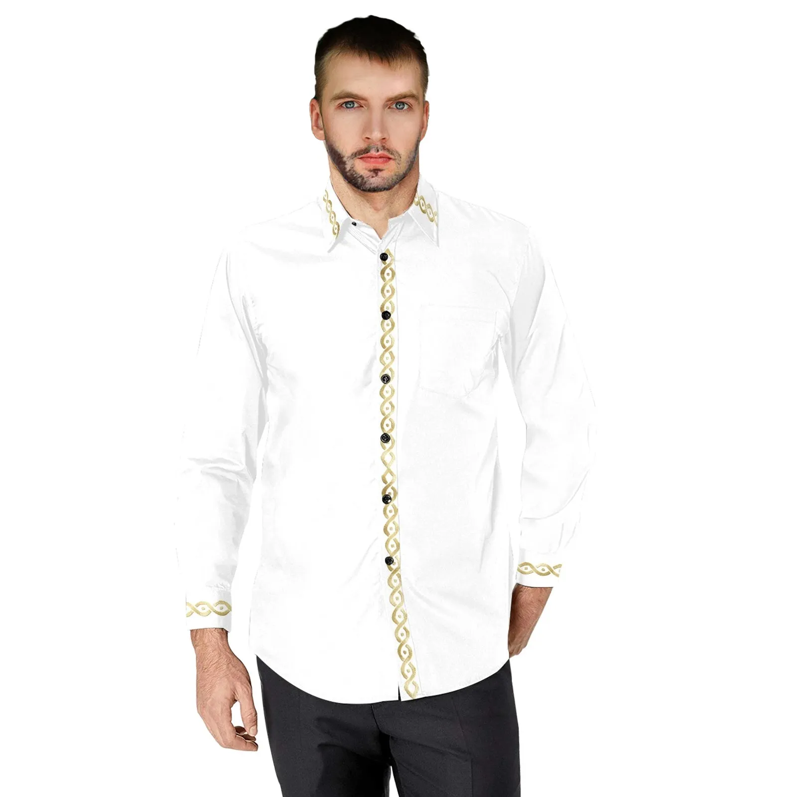 Polished Piorr Sinz II Men's Casual Dress Shirt white