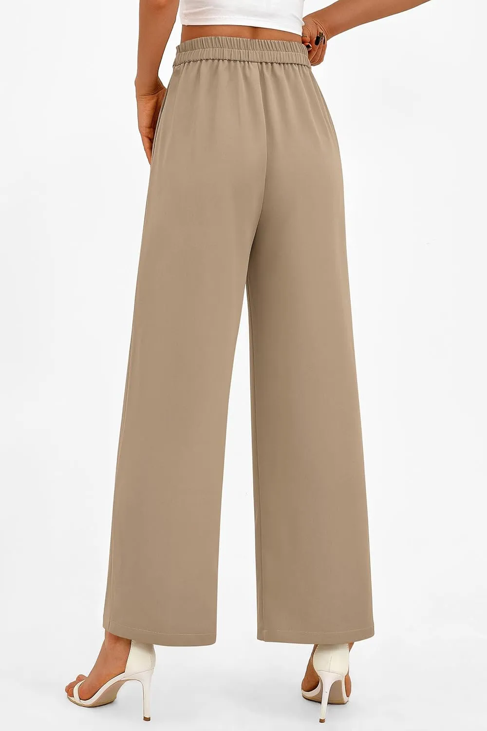 PRETTYGARDEN Women's Wide Leg Dressy Pants High Waisted Fashion Business Casual Work Office Trousers Palazzo Pant