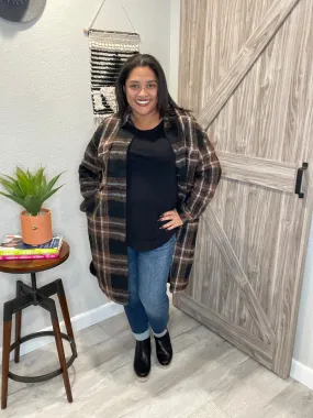 Saltwater Luxe Black & Brown Plaid Button Up Jacket