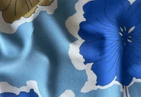 Semi-Sheer Dijon & Azure Fulsome Flowers Organic Cotton Voile (Made in Italy)