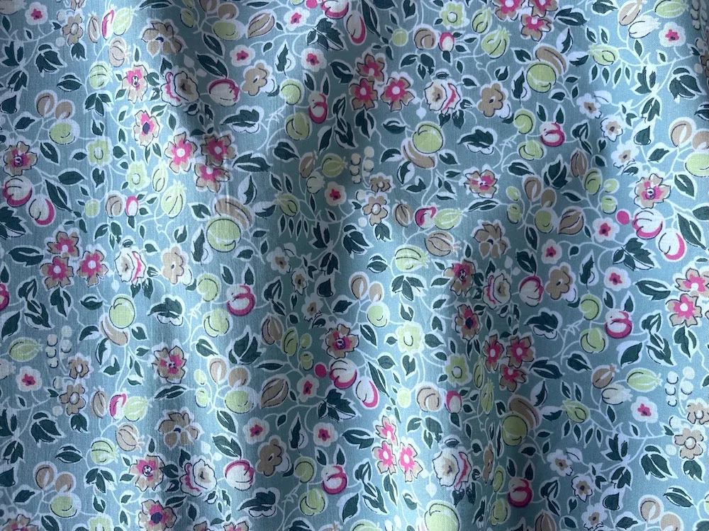 Semi-Sheer Flowering & Fruiting Trees Delicate Pistachio Green Organic Cotton Voile (Made in Italy)