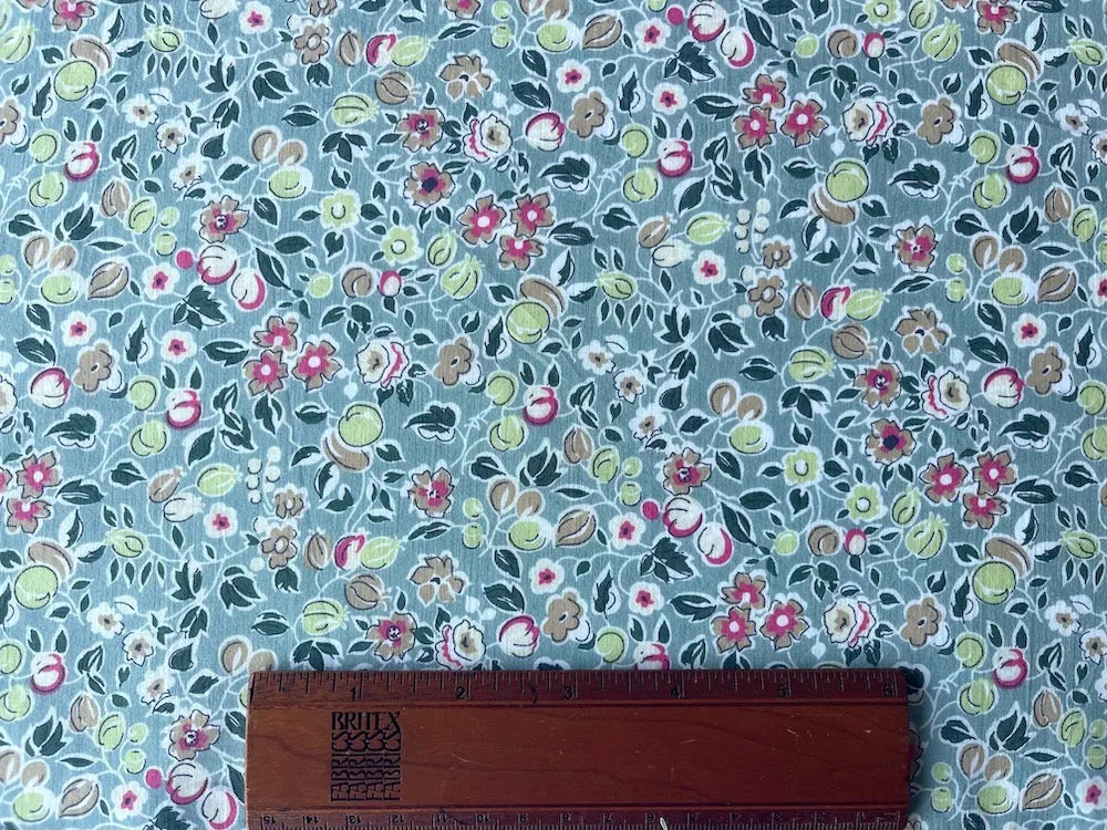 Semi-Sheer Flowering & Fruiting Trees Delicate Pistachio Green Organic Cotton Voile (Made in Italy)