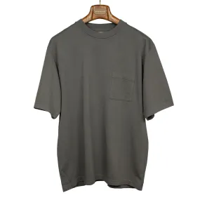 Soft cotton crewneck pocket tee in dark grey