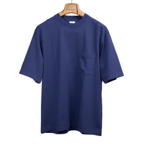 Soft cotton crewneck pocket tee in navy blue