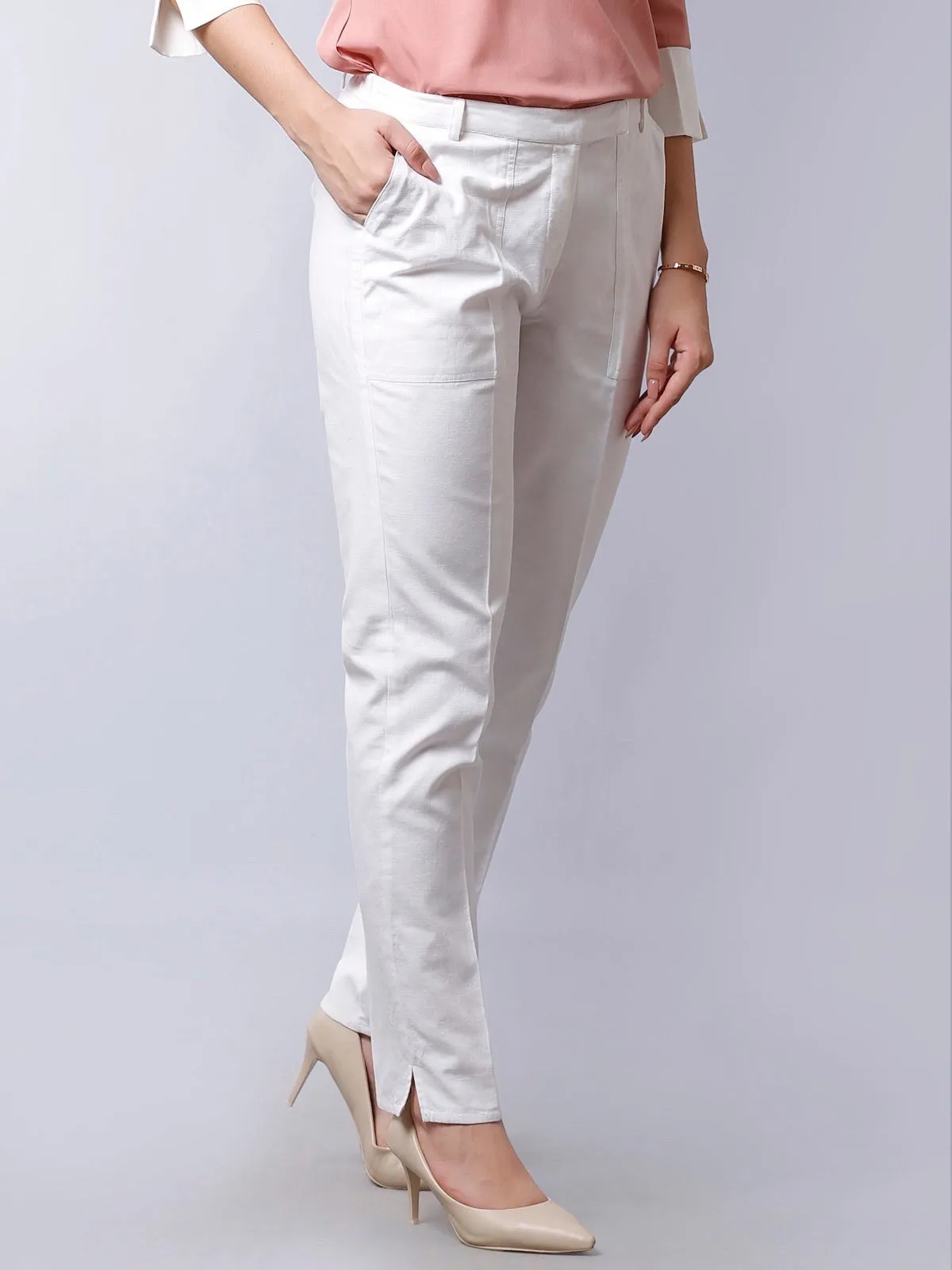 Straight Fit Trousers - White