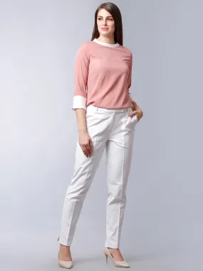 Straight Fit Trousers - White