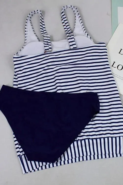 Striped Print Loose Tankini