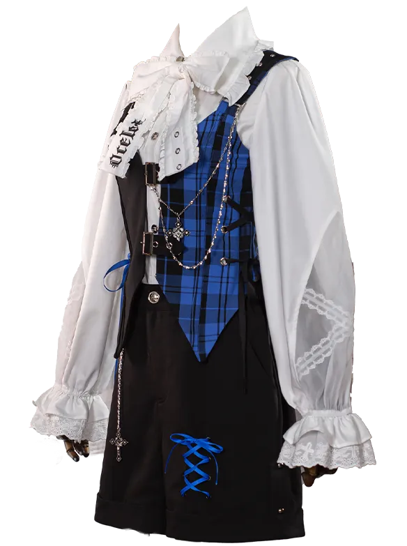 Suit Set Complete Check Vest Pants Skirt Shirt Prince