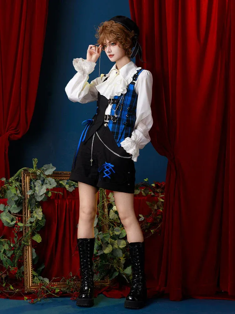 Suit Set Complete Check Vest Pants Skirt Shirt Prince
