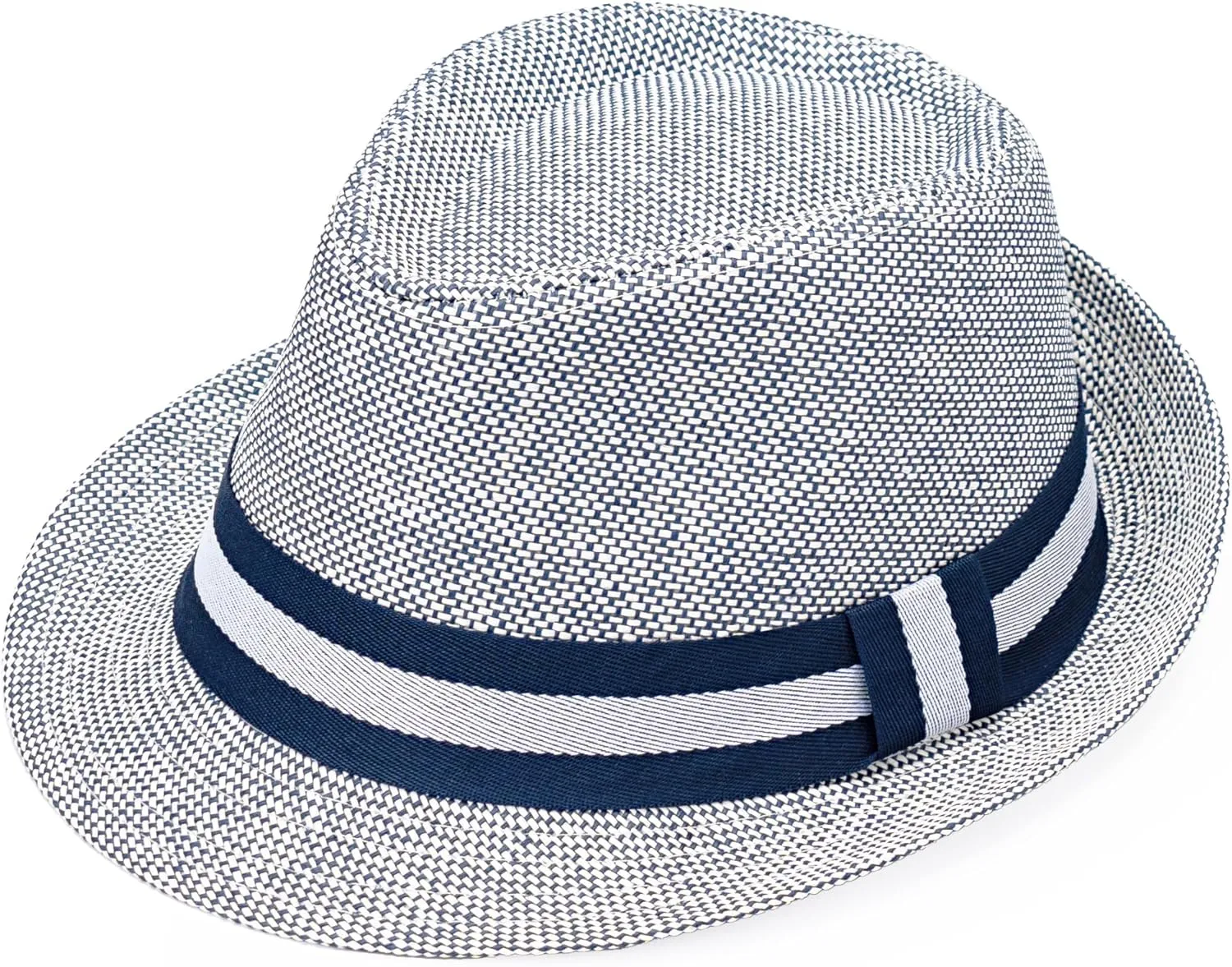 thuizen Hawaiian Casual Holiday Panama Fedora Straw Visor Sun Hat with Striped Braided Band