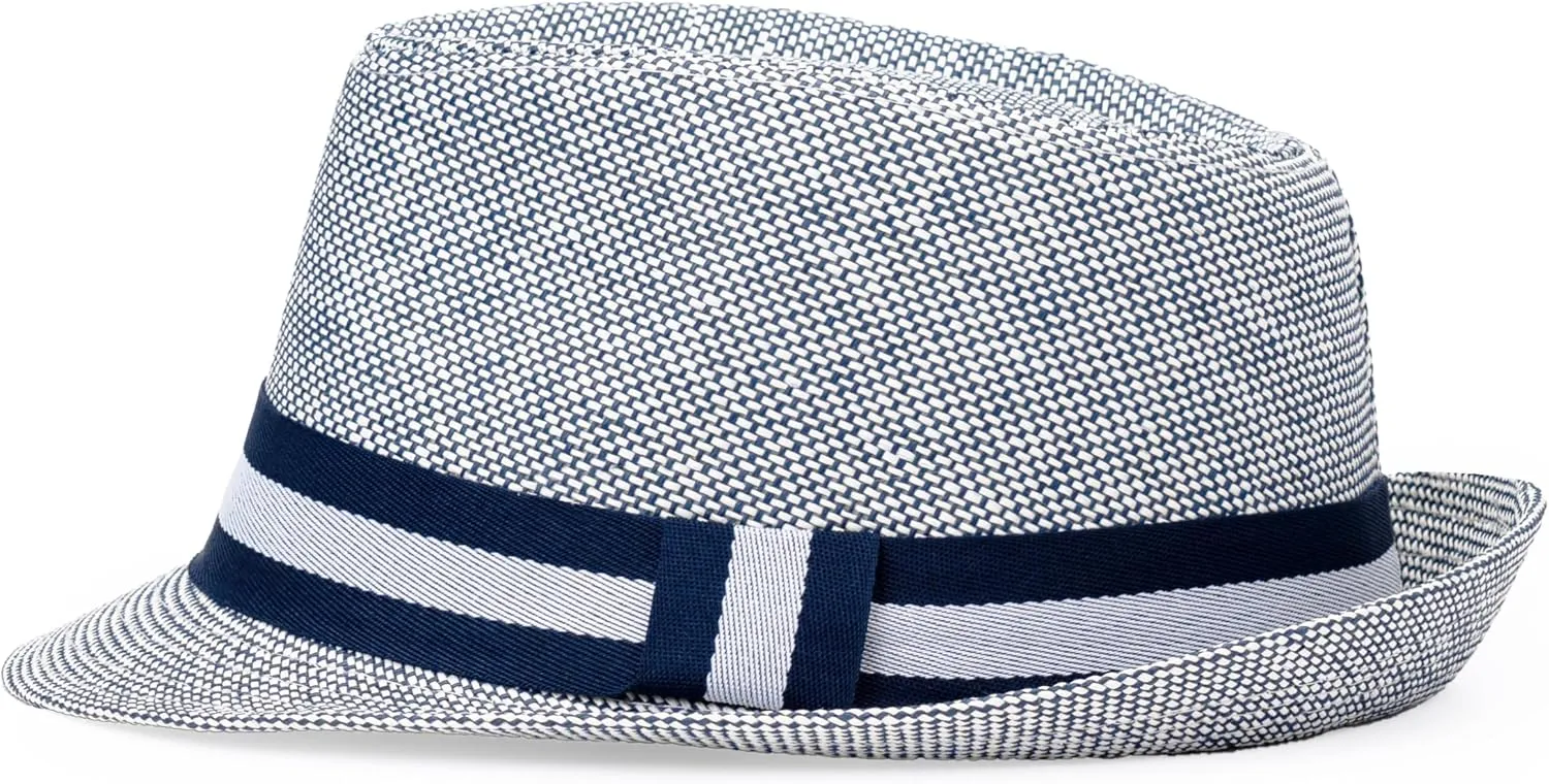 thuizen Hawaiian Casual Holiday Panama Fedora Straw Visor Sun Hat with Striped Braided Band
