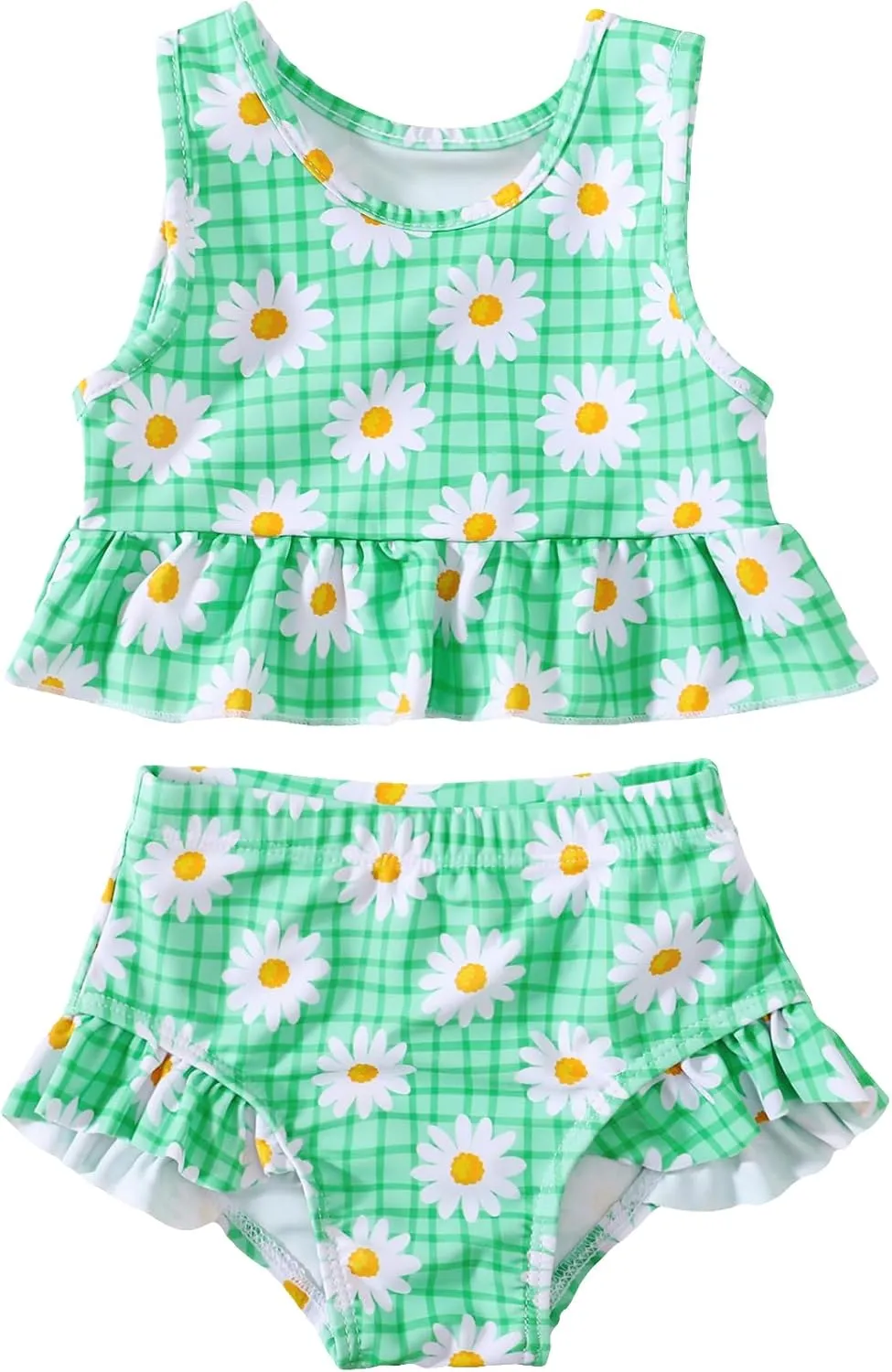 Toddler Baby Girls Swimsuit Cute Ruffle 2 Piece Tankni Top and Bikini Bottom Swimwear