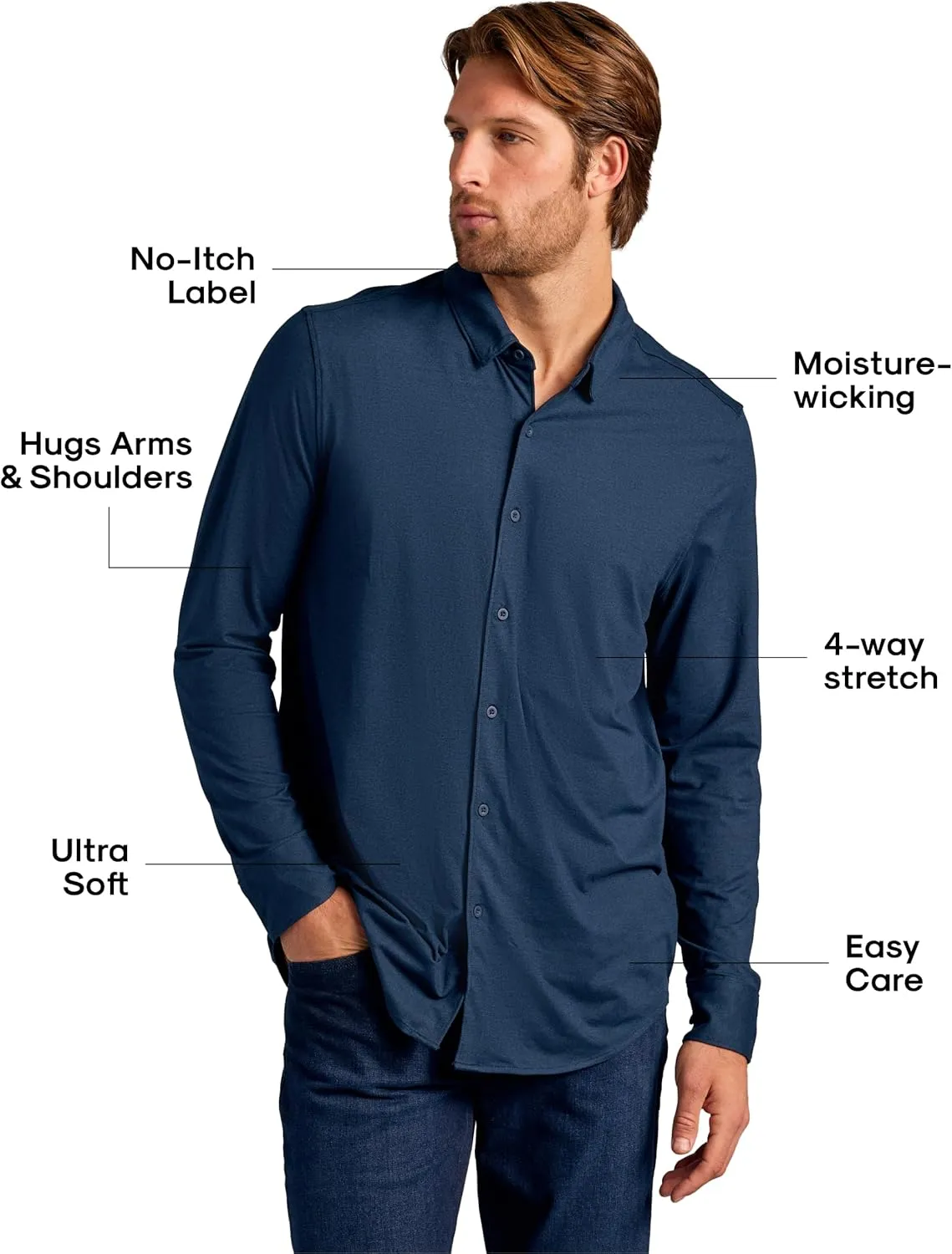 True Classic Men’s Long Sleeve Button Down Shirt - Casual Dress Shirts for Men, Quick Dry