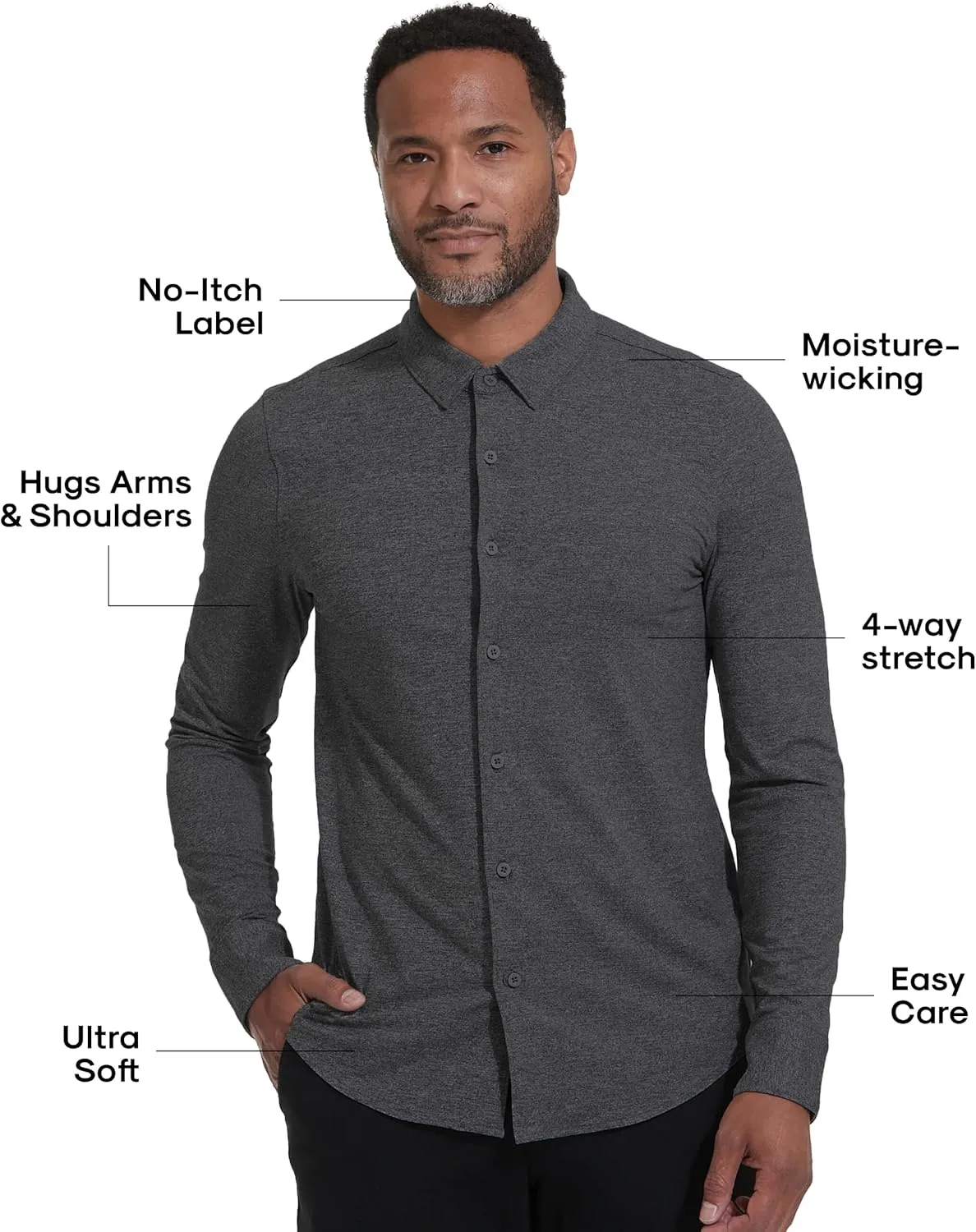 True Classic Men’s Long Sleeve Button Down Shirt - Casual Dress Shirts for Men, Quick Dry