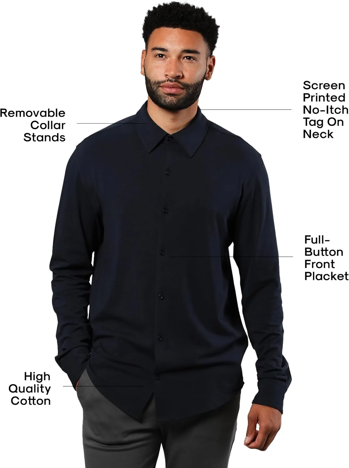 True Classic Men’s Long Sleeve Button Down Shirt - Casual Dress Shirts for Men, Quick Dry