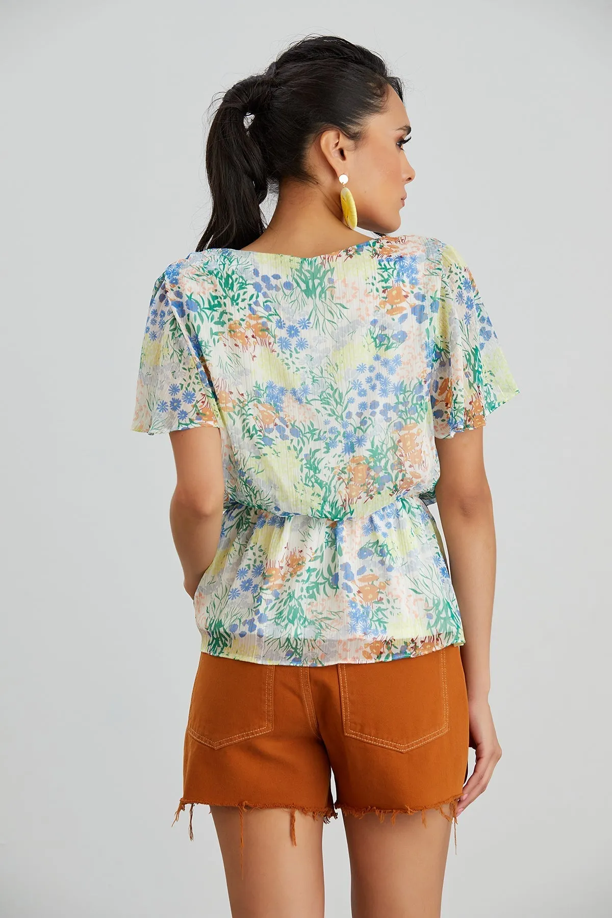 Vibrant Floral Elasticated Top