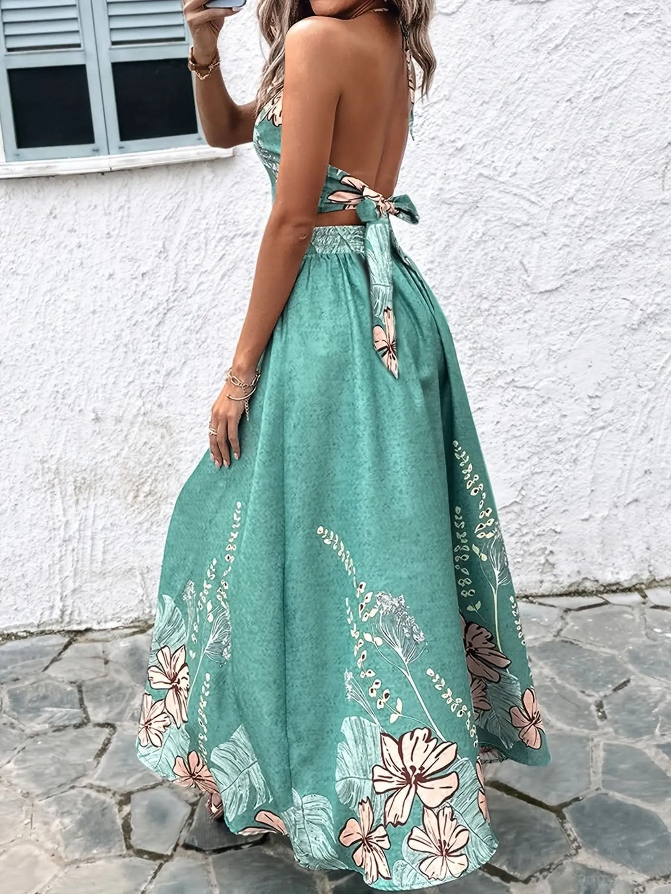Vibrant Tropical Print Backless Vacation Set - By Lustmia